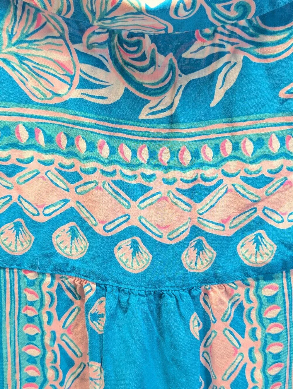 Lilly Pulitzer Natalie Beach Summer Cover Up Turquoise/Pink XL EUC